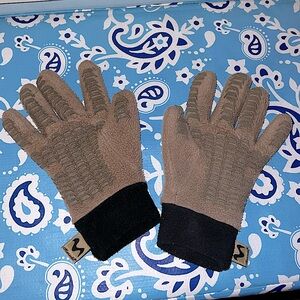 Vintage Manzella Textured Fleece Brown Black Gloves